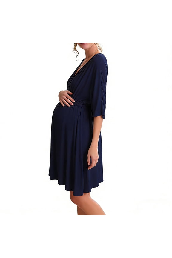 3 in 1 Labor/Delivery/Hospital Gown Maternity Dress Nursing Nightgown Sleepwear for Breastfeeding Pregnancy Dress