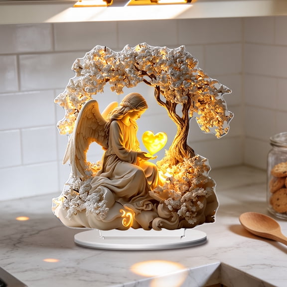 Naittoop 3D Praying Angel Figurine, Sculpted Hand-Painted Figurine, Angel Statue for Home Decor or Garden, First Communion Gifts for Girls, Religious Gifts for Women (White)