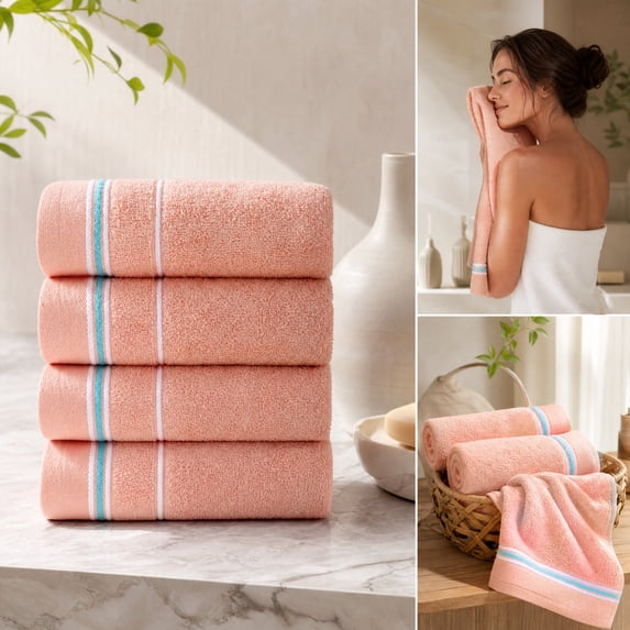 Naittoop 4 Pack Cotton Hand Towels for Bathroom,Soft Absorbent Decorative Hand Towel Set for Bathroom,Kitchen,Beauty,Spa,Gym,Household face Towel,Highly Absorbent Towels,13x28.7 in Orange