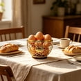 thumbnail image 1 of Naittoop 5.5in Metal Wire Egg Basket with Wooden Base – Vintage Chicken Egg Collecting Basket Round Eggs Storage Container for Fresh Eggs Farmhouse Kitchen Easter Decor (Gold), 1 of 7