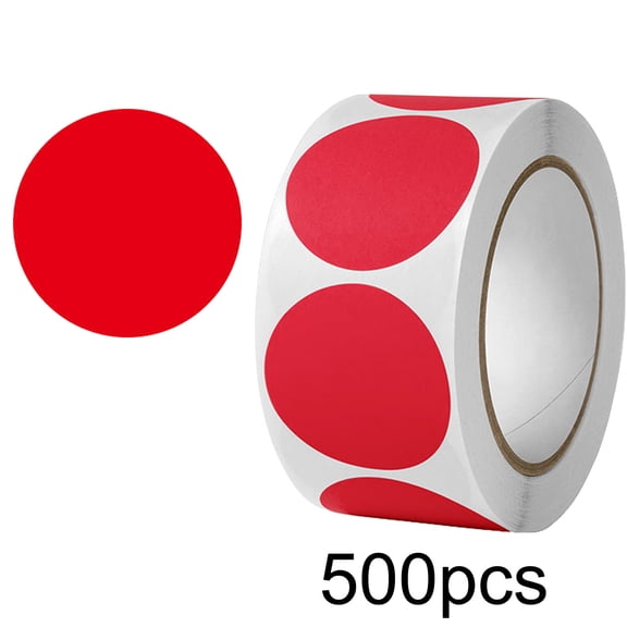 Naittoop 500 Pcs 1 in Dots Markings Sticker,Self-Adhesive for Envelope Seal Card Sealing, Gifting, Crafts Red