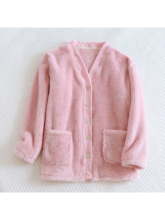 Bed Jackets for Women Plus Size Fuzzy Fleece Long Sleeve Button Up Cozy Sweaters Loungewear Winter Warm Sherpa Jacket Coat