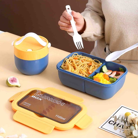 Naittoop Bento Box for Adult,1100 ML Lunch Containers for Adults, LeakProof Lunch Box with Utensils,2 Compartment Bento Box for Fruit, Lunch, Office, Travel Blue
