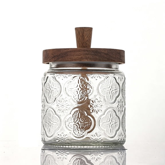 Naittoop Boho Honey Jar with Dipper and Lid Vintage Glass Honey Pot Set Wide Mouth Airtight Container for Syrup Jam Kitchen Countertop Storage