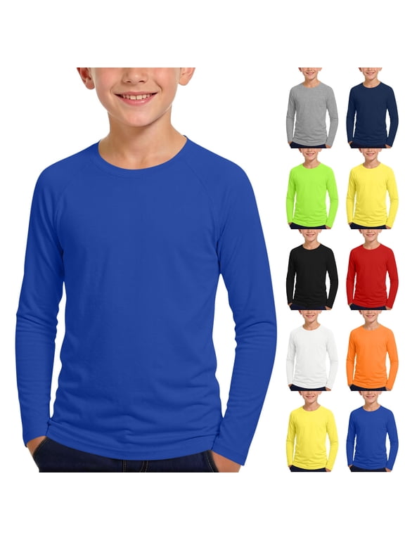 Boys Girls UPF 50+ Swim Shirt Long Sleeve UV Sun Protection Rash Guard Youth Kids SPF Fishing Shirts for Beach Surf