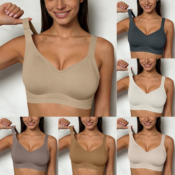 Naittoop Bras for Women Plus Size Minimizer No Underwire Supportive Full Coverage Wider Straps Seamless Tshirt Bra