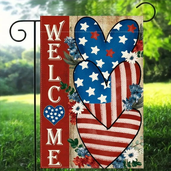 Usmixi Clearance Independence Day Garden Flag Linen Double-sided Brush Garden Flag Hot Style Garden Flag