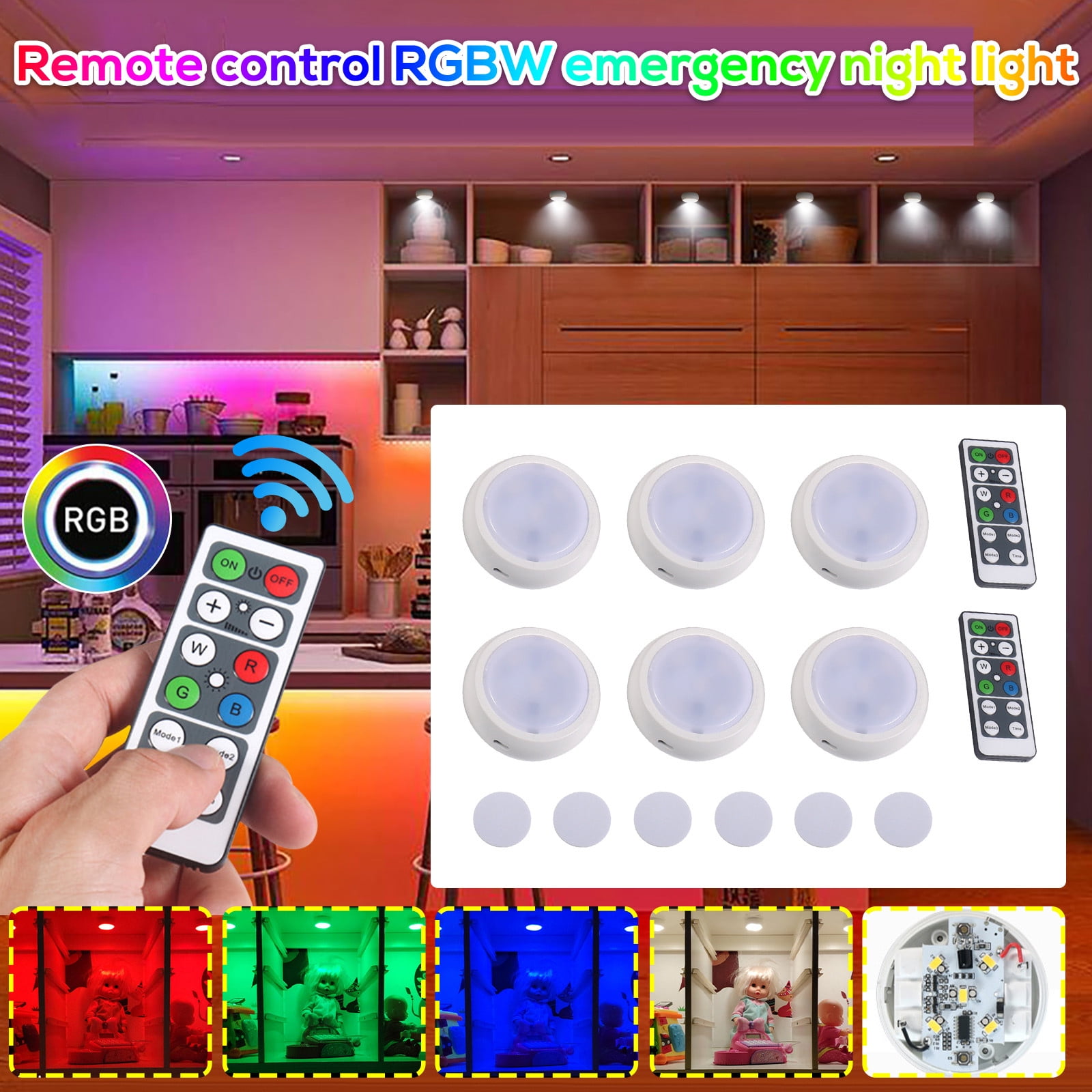 Naittoop Clearance Remote Control RGBW Wardrobe Emergency Night Closet ...