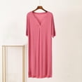 thumbnail image 1 of Naittoop Cotton Nightgowns for Women Soft Sleepwear Comfy Short Sleeve Sleep Shirts V Neck Loose Night Shirts with Pocket, 1 of 5