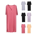 thumbnail image 1 of Naittoop Cotton Nightgowns for Women Soft Sleepwear Comfy Short Sleeve Sleep Shirts V Neck Loose Night Shirts with Pocket, 1 of 5
