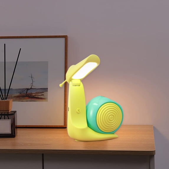 Naittoop Cute Snail Shape LED Desk Lamp 6.7 in Foldable USB Rechargeable Reading Light Eye Care Table Lamp for Girls and Boys Green
