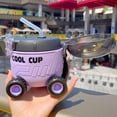 thumbnail image 1 of Naittoop Cute Water Bottle Bus Water Cup with Straw and Strap Break Resistant Detachable,Mini Car Water Bottle for School Sports Travel Purple, 1 of 6