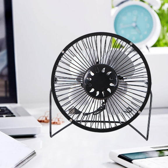 Naittoop Desk Metal Fan USB Powered Small Portable Fan,Mini 7.6in Personal Fans,Quiet Plug In USB Fans for Desktop Bedroom Office Table Travel, Black