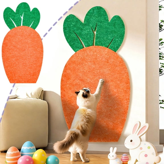 Naittoop Easter Cute Cat Scratching Mat Carrot Wall Cat Scratcher for Indoor Cat Scratch Pads,Anti Scratch Furniture Protector,Self Adhesive for Couch,Door,Sofa,Funny Christmas of Gifts 11.8*23.6 in
