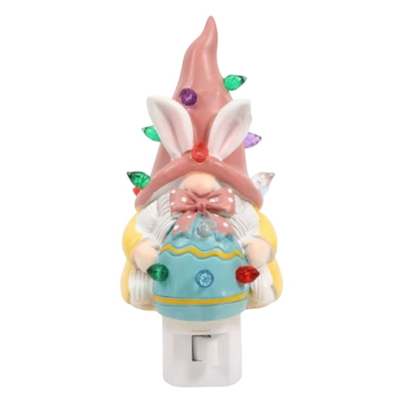 Naittoop Easter Dwarfs and Eggs Campfire Nightlight, Easter Night Light Plug Into Wall with Switch, Dwarfs and Eggs LED Lamp for Spring Hallway Stair Bedroom