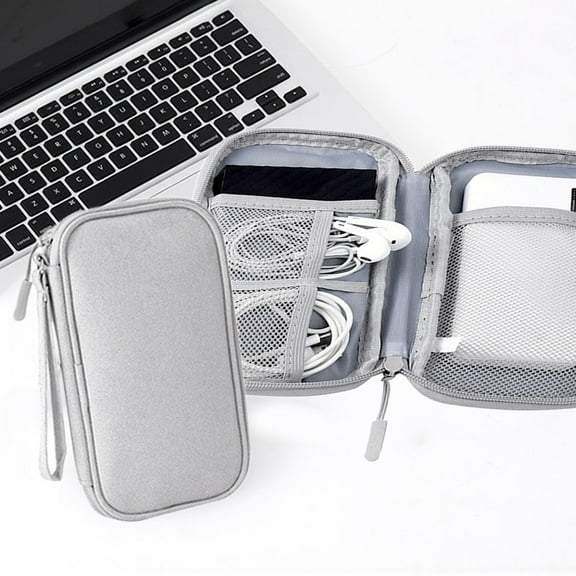 Naittoop Electronic Organizer,Travel Cable Organizer Bag Pouch Electronic Accessories Carry Case Portable Waterproof Layers All-in-One Storage Bag for Cable, Cord, Charger,7.5*4.3 in Grey