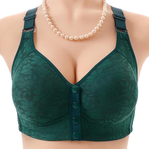 Naittoop Front Closure Wireless Bra for Women, Push Up Full Coverage Bra for Everyday Wear