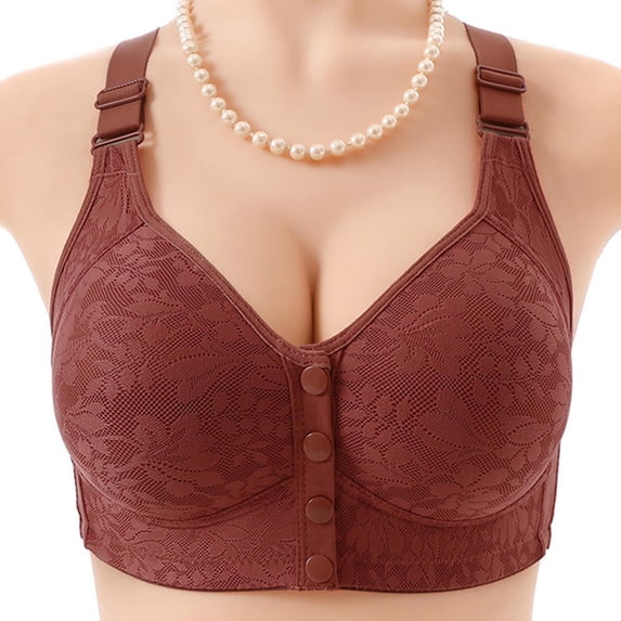 Naittoop Front Closure Wireless Bra for Women, Push Up Full Coverage Bra for Everyday Wear