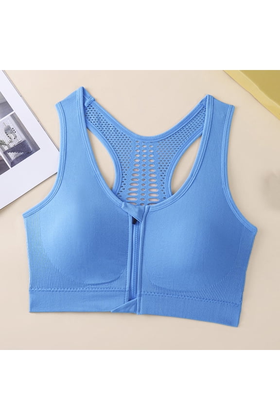 Front Zipper Sports Bras for Women Wirefree Post Surgery Bra Front Closure Racerback Compression Mastectomy Bras