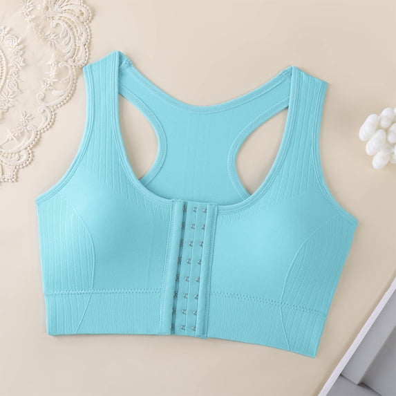 Naittoop Front Closure Bra for Women Sports Wirefree Post Surgery Bra Front Closure Racerback Compression Mastectomy Bras
