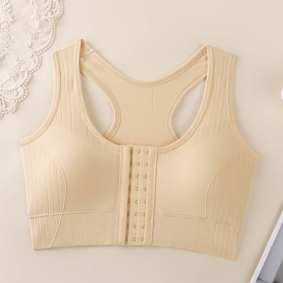 Naittoop Front Closure Bra for Women Sports Wirefree Post Surgery Bra Front Closure Racerback Compression Mastectomy Bras