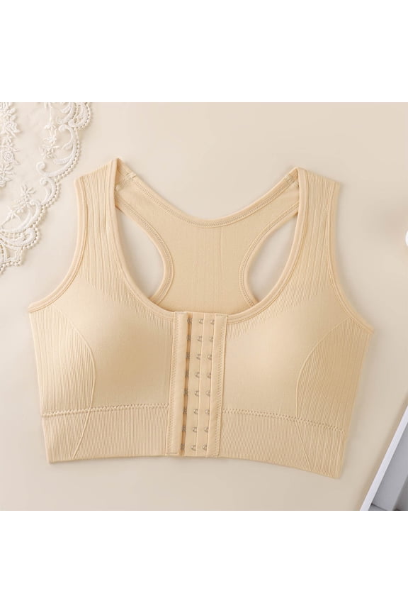 Front Closure Bra for Women Sports Wirefree Post Surgery Bra Front Closure Racerback Compression Mastectomy Bras