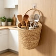 thumbnail image 1 of Naittoop Hanging Wicker Basket Hyacinth Storage Basket Portable Wall Hanging Flower Basket Organizer Fruit Vegetable Rattan Box Home Decoration Height 7.28 in, 1 of 6