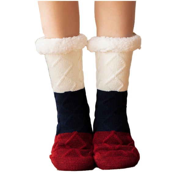 Naittoop Knitted Ultra-thick Slipper Home Socks Indoor Non-Slip Fluffy Warm Winter Socks Cozy Christmas Calf Sock