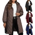 thumbnail image 1 of Naittoop Long Puffer Jacket for Women Zipper Thickened Winter Hooded Coat Comfort Warm Down Jackets with Pockets, 1 of 5
