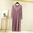 thumbnail image 1 of Naittoop Long Sleeve Nightgowns for Women Modal Solid Color Ruched Maxi Dress Buttery Soft Loungewear for Home Travel, 1 of 5