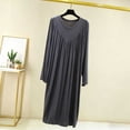 thumbnail image 1 of Naittoop Long Sleeve Nightgowns for Women Modal Solid Color Ruched Maxi Dress Buttery Soft Loungewear for Home Travel, 1 of 5