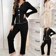 thumbnail image 1 of Naittoop Lounge Sets for Women Ribbed Sleepwear Long-Sleeved Shirt and Length Bottom Pajama Set, 1 of 5