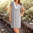thumbnail image 1 of Naittoop Maternity Breastfeeding Dresses for Women Lace Trim Soft Nightgown Loose V Neck Short Sleeve Nursing Dress, 1 of 5