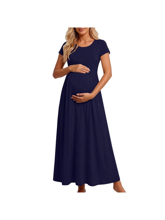 Maternity Maxi Dress Women Casual Wrap Long Shower Pregnancy Dresses