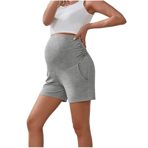Naittoop Maternity Shorts Short Maternity Lounge Pants with Pockets Over The Belly Pregnancy Shorts