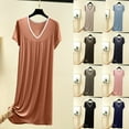 thumbnail image 1 of Naittoop Maxi Dresses V Neck Womens Short Sleeve T Shirt Dress Loose Fit Long Dress Casual Sundresses Lounge Comfy Dress, 1 of 5