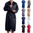 thumbnail image 1 of Naittoop Men's Satin Robe Silky Bathrobe Soft Comfy Casual Bathrobe Fashion Comfy Solid Color Long Loungewear with Pocket, 1 of 5
