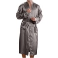 thumbnail image 1 of Naittoop Men's Satin Robe Silky Bathrobe Soft Comfy Casual Bathrobe Fashion Comfy Solid Color Long Loungewear with Pocket, 1 of 5
