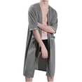 thumbnail image 1 of Naittoop Men's Waffle Bathrobe, Women's Zip Up Open Front Loose Robe Bath Nightgown with Pockets, 1 of 2
