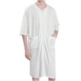 thumbnail image 1 of Naittoop Men's Waffle Bathrobe, Women's Zip Up Open Front Loose Robe Bath Nightgown with Pockets, 1 of 2