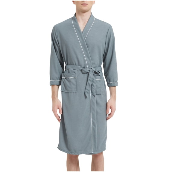 Naittoop Mens Knit Lightweight Kimono Spa & Bath Robes for Men - Quick Dry Soft Loose Casual V-neck Sleepwear Nightgown