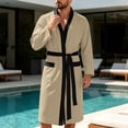 thumbnail image 1 of Naittoop Mens Lightweight Cloth Bathrobe, Long Sleeve Mid Length Summer Robes Comfy Soft Dude Robe with Pockets Sleepwear, 1 of 5