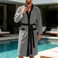 thumbnail image 1 of Naittoop Mens Lightweight Cloth Bathrobe, Long Sleeve Mid Length Summer Robes Comfy Soft Dude Robe with Pockets Sleepwear, 1 of 5