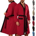 thumbnail image 1 of Naittoop Mens Lightweight Cloth Bathrobe, Long Sleeve Mid Length Summer Robes Comfy Soft Dude Robe with Pockets Sleepwear, 1 of 5