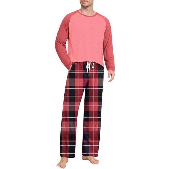 Naittoop Mens Pajama Set Long Sleeve PJs, Soft Lightweight Sleepwear with Pockets, Comfortable Loungewear for Sleeping