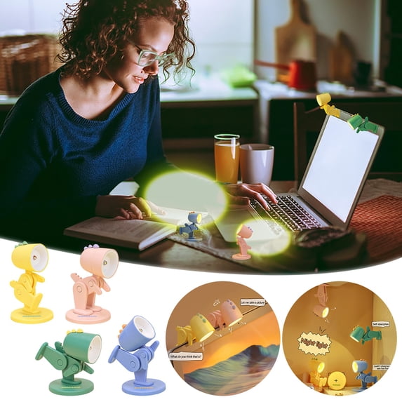 Naittoop Mini Dinosaur Night Light with Magnetic Base 3.7in Cute LED Desk Lamp with Adjustable Phone Stand Portable Reading Table Light for Students Bedroom Dorm Green