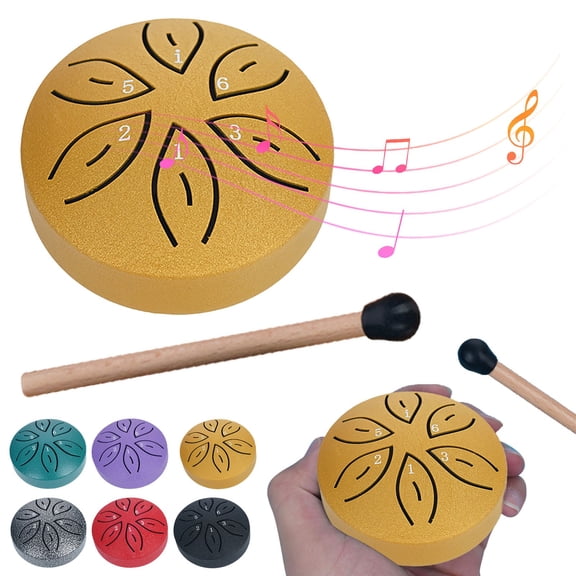 ufeghfjh Mini Rain Drum 3-inch 6-tone Steel Tongue Drum Percussion Instrument Children's Drum Portable Small Drum With Storage Bag