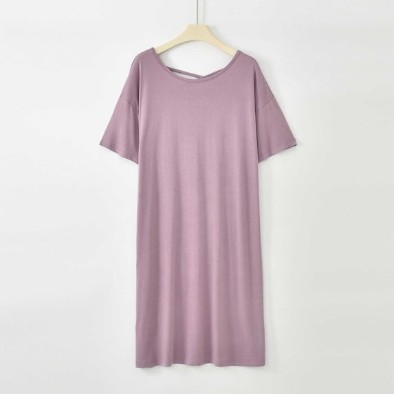 Naittoop Nightgown for Women Modal Sleepshirts Short Sleeve Nightshirt Plus Size Night Gown Sleepdress Soft Comfy Nightdress