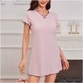 thumbnail image 1 of Naittoop Nightgown for Women Short Sleeve Sleepwear Soft Comfy Sleepshirts Casual Loose Fit Solid Color Nightshirt, 1 of 5