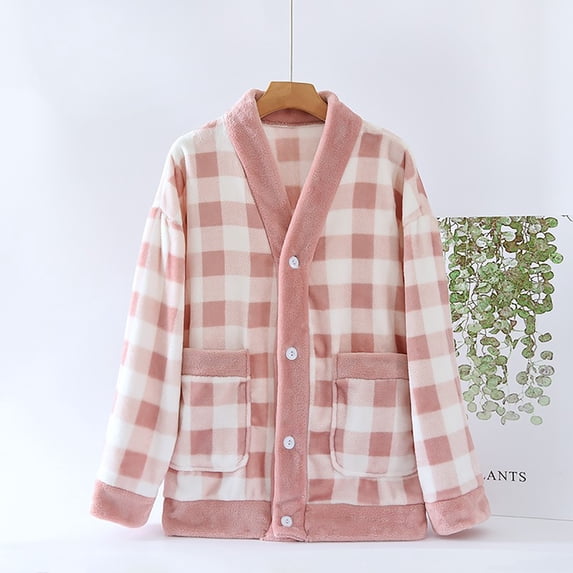 Naittoop Plush Bed Jackets for Women Fuzzy Fleece Pajama Tops Button Up Sleepwear Long Sleeve Winter Coats with Pockets